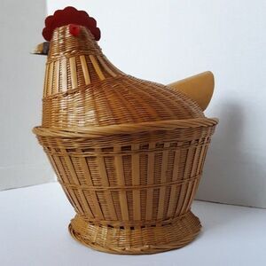 Vintage Wicker Woven Chicken Rooster Basket